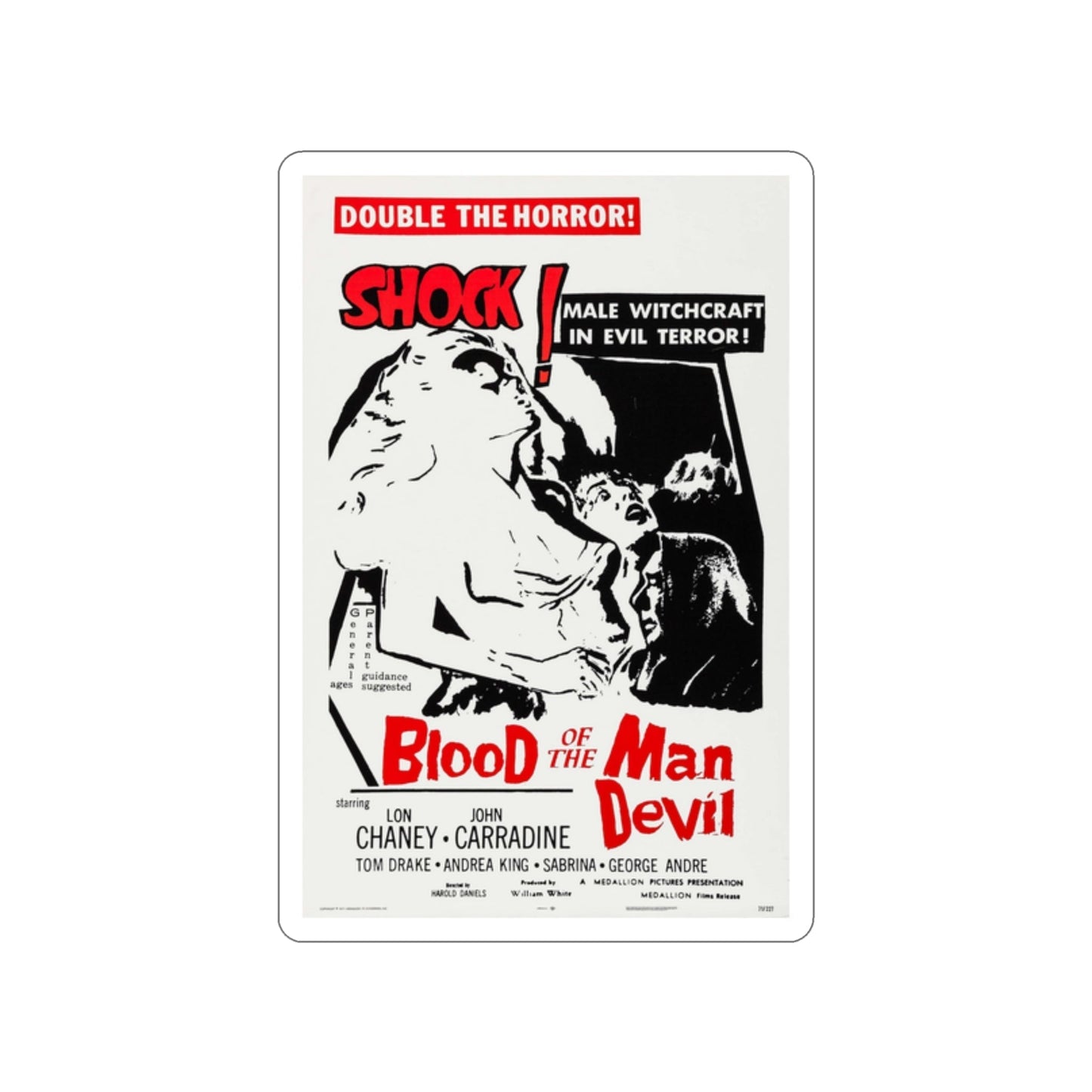 BLOOD OF THE MAN DEVIL (HOUSE OF THE BLACK DEATH) 1965 Movie Poster STICKER Vinyl Die-Cut Decal-2 Inch-The Sticker Space