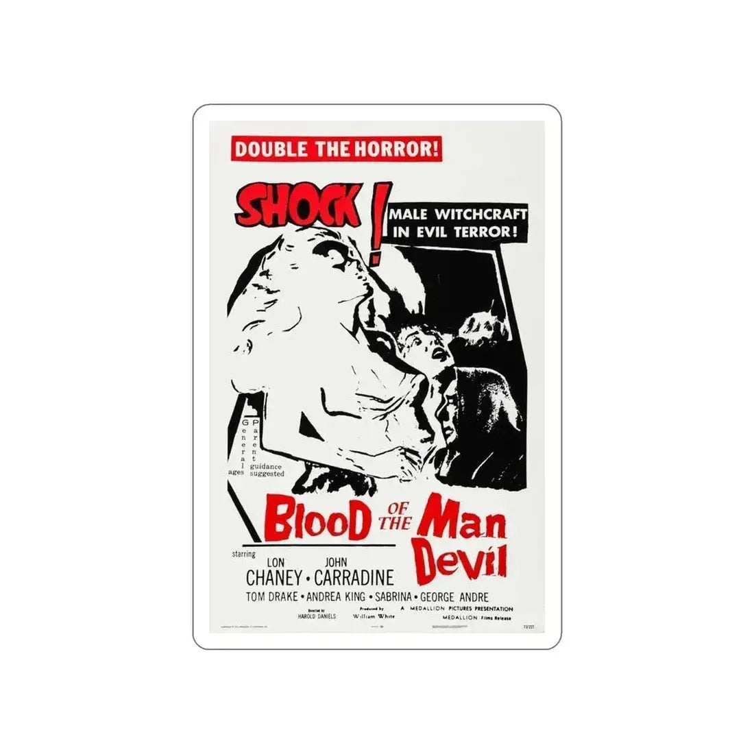 BLOOD OF THE MAN DEVIL (HOUSE OF THE BLACK DEATH) 1965 Movie Poster STICKER Vinyl Die-Cut Decal 6 Inch - The Sticker Space
