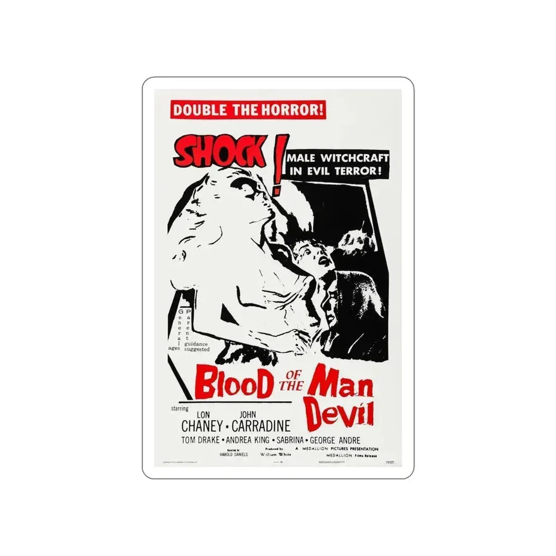BLOOD OF THE MAN DEVIL (HOUSE OF THE BLACK DEATH) 1965 Movie Poster STICKER Vinyl Die-Cut Decal 6 Inch - The Sticker Space
