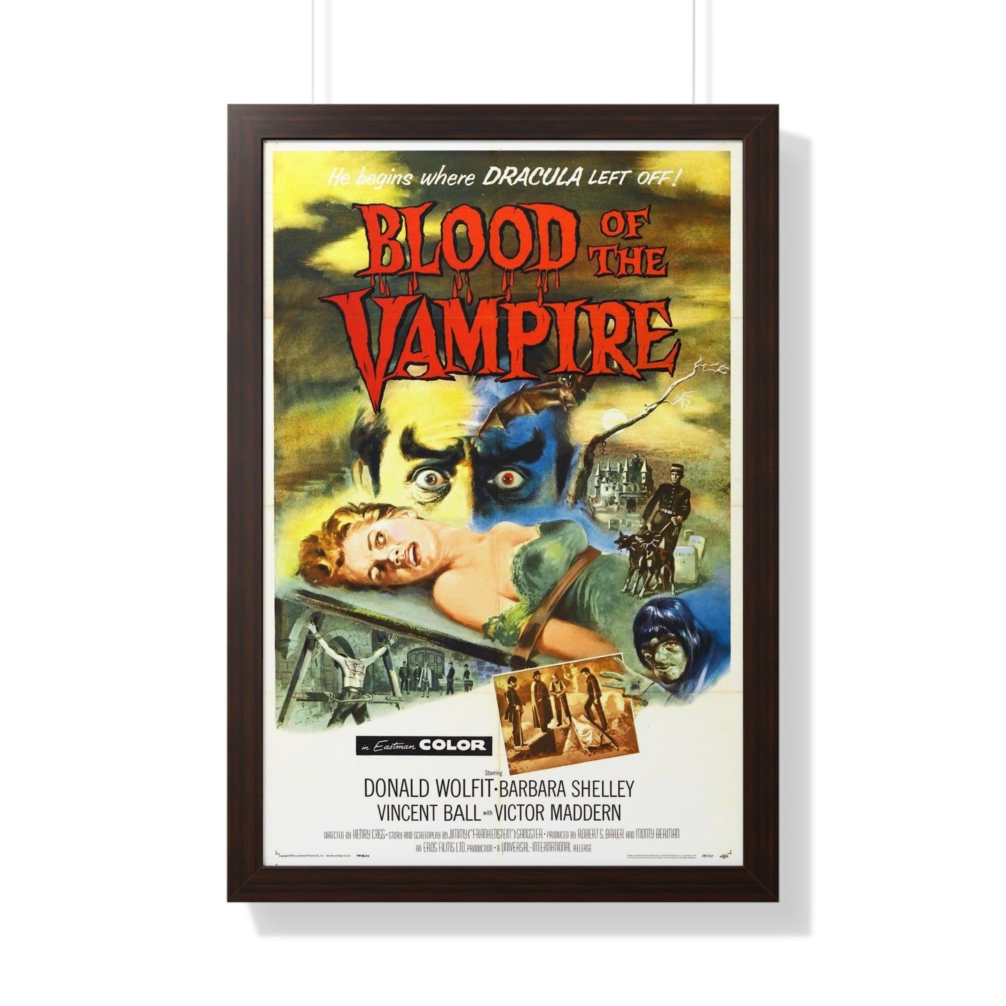 BLOOD OF THE VAMPIRE 1958 - Framed Movie Poster-20" x 30"-The Sticker Space