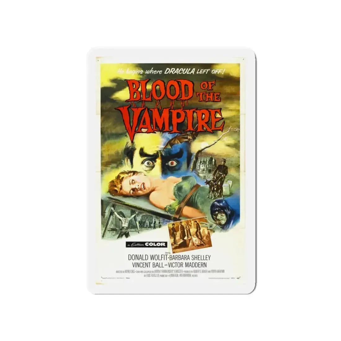 BLOOD OF THE VAMPIRE 1958 Movie Poster - Refrigerator Magnet 4 Inch - The Sticker Space