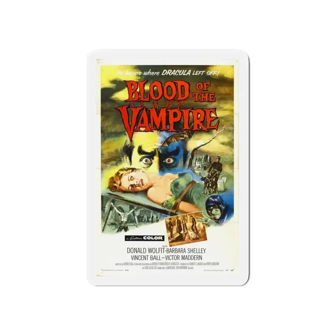 BLOOD OF THE VAMPIRE 1958 Movie Poster - Refrigerator Magnet 6 Inch - The Sticker Space