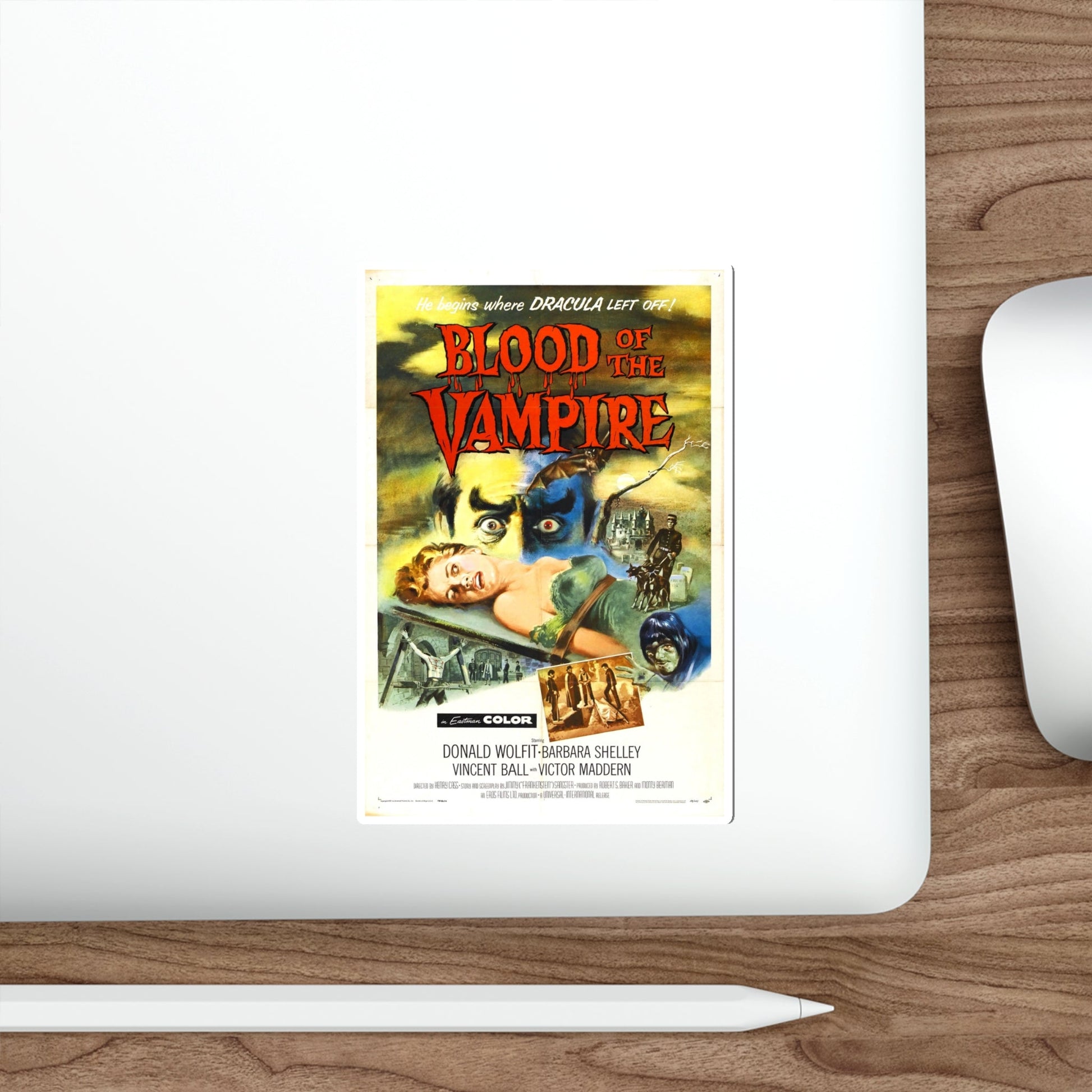 BLOOD OF THE VAMPIRE 1958 Movie Poster STICKER Vinyl Die-Cut Decal-The Sticker Space