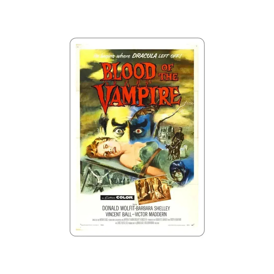 BLOOD OF THE VAMPIRE 1958 Movie Poster STICKER Vinyl Die-Cut Decal 3 Inch - The Sticker Space