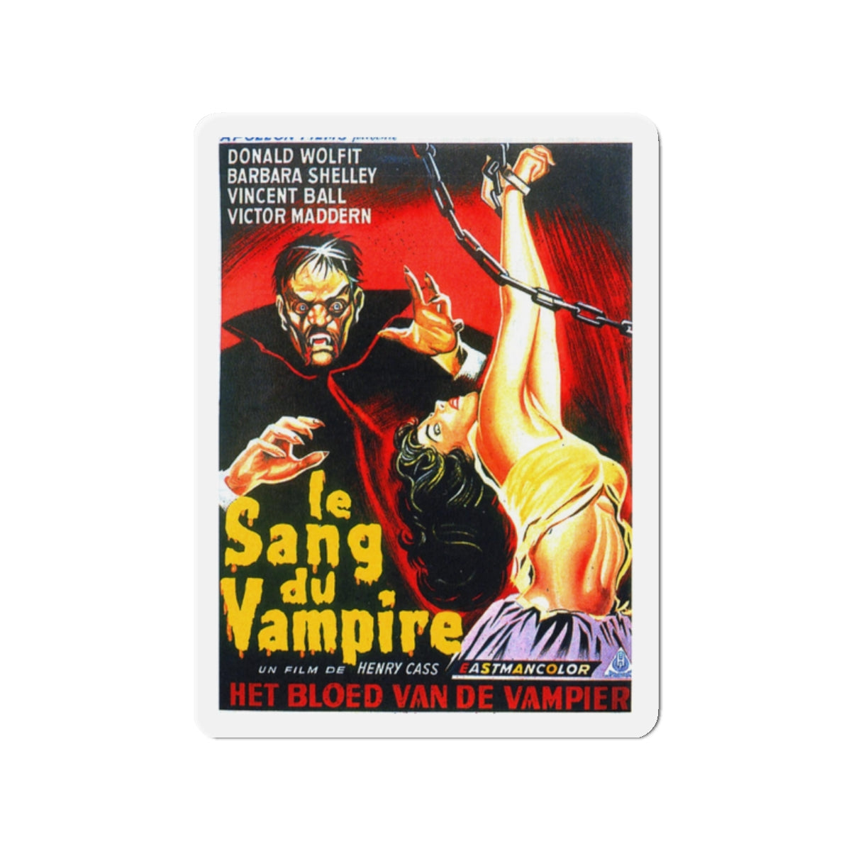 BLOOD OF THE VAMPIRE (BELGIAN) 1958 Movie Poster - Die-Cut Magnet-2" x 2"-The Sticker Space