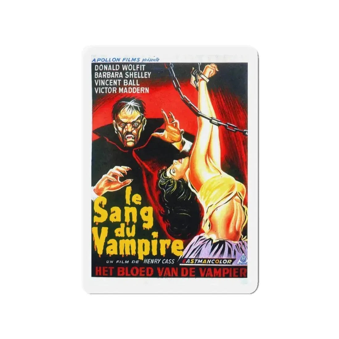 BLOOD OF THE VAMPIRE (BELGIAN) 1958 Movie Poster - Refrigerator Magnet 3 Inch - The Sticker Space