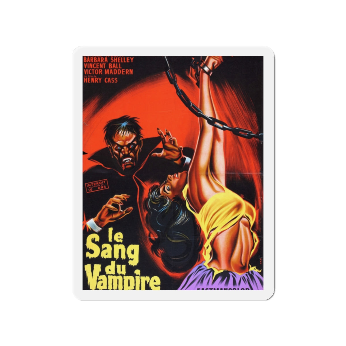 BLOOD OF THE VAMPIRE (FRENCH) 1958 Movie Poster - Die-Cut Magnet-2" x 2"-The Sticker Space