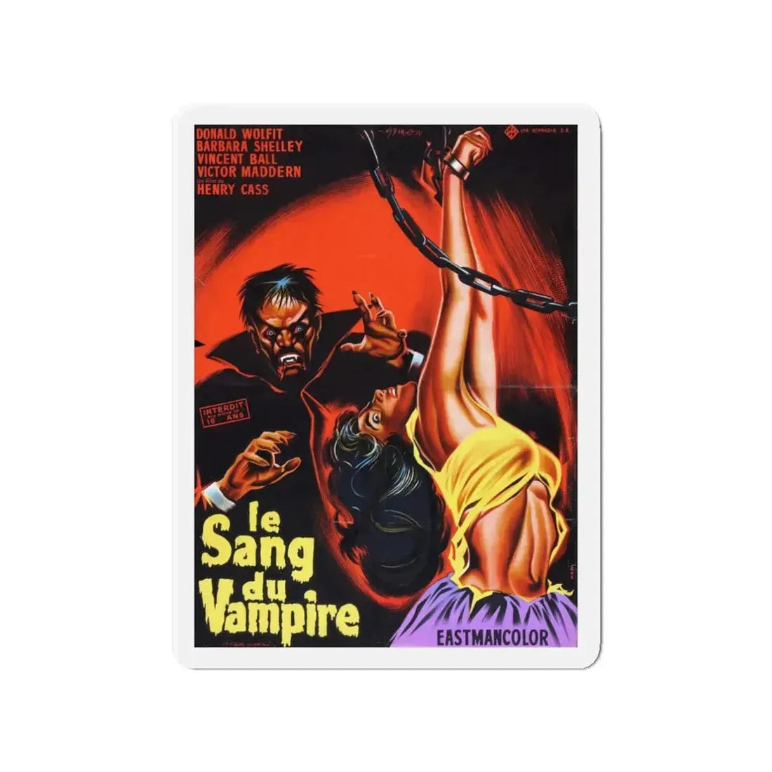 BLOOD OF THE VAMPIRE (FRENCH) 1958 Movie Poster - Refrigerator Magnet 3 Inch - The Sticker Space
