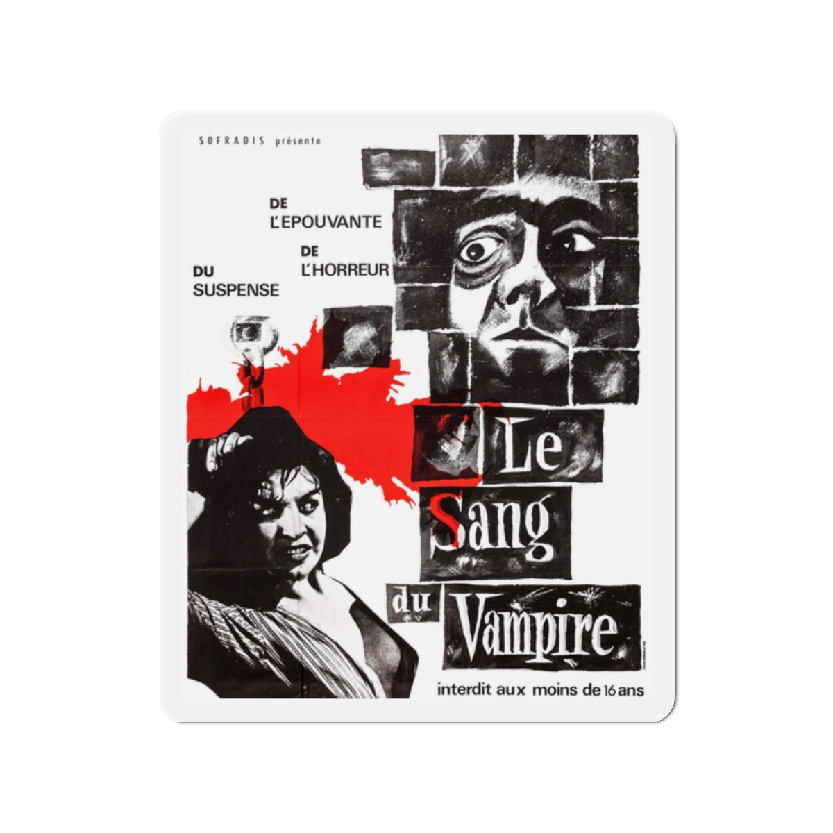 BLOOD OF THE VAMPIRE (FRENCH) 2 1958 Movie Poster - Die-Cut Magnet-2" x 2"-The Sticker Space