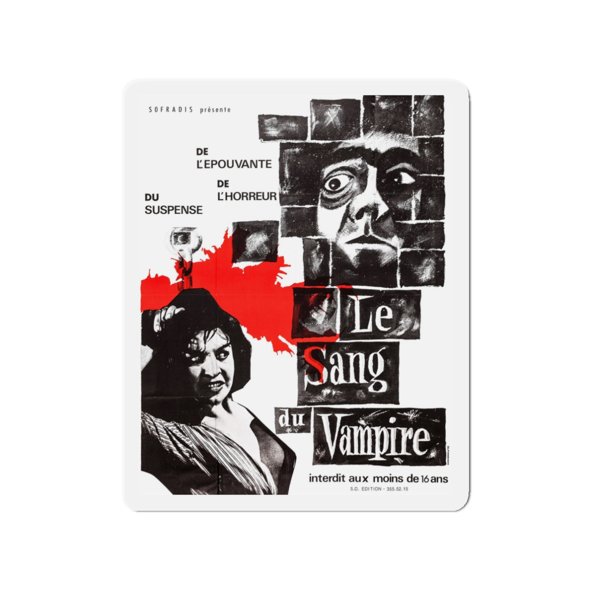 BLOOD OF THE VAMPIRE (FRENCH) 2 1958 Movie Poster - Die-Cut Magnet-3" x 3"-The Sticker Space