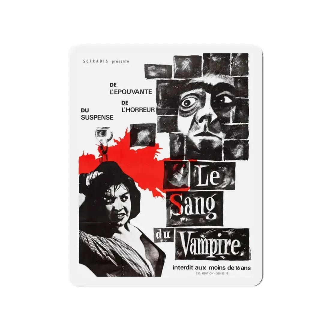 BLOOD OF THE VAMPIRE (FRENCH) 2 1958 Movie Poster - Refrigerator Magnet 3 Inch - The Sticker Space