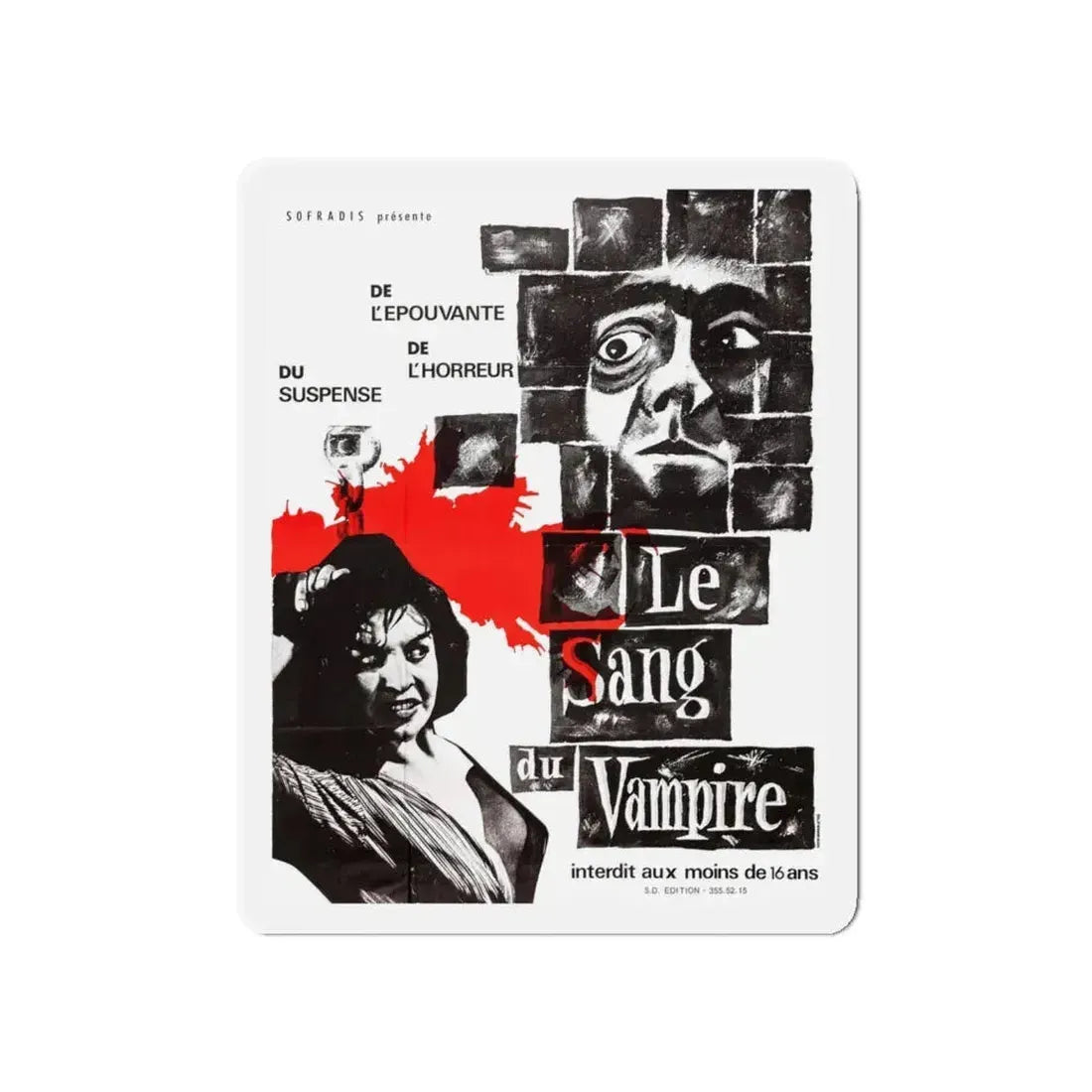 BLOOD OF THE VAMPIRE (FRENCH) 2 1958 Movie Poster - Refrigerator Magnet 5 Inch - The Sticker Space