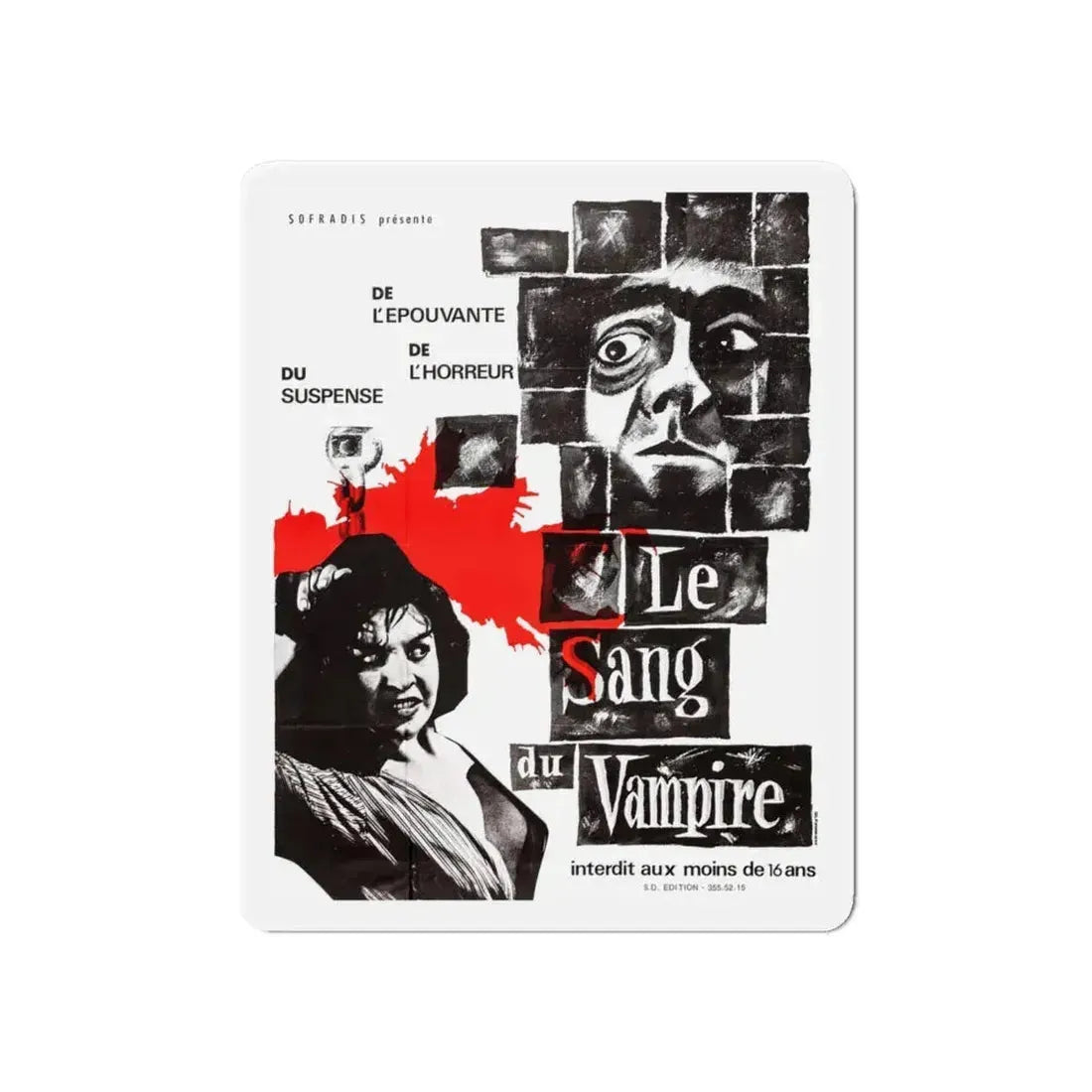 BLOOD OF THE VAMPIRE (FRENCH) 2 1958 Movie Poster - Refrigerator Magnet 6 Inch - The Sticker Space