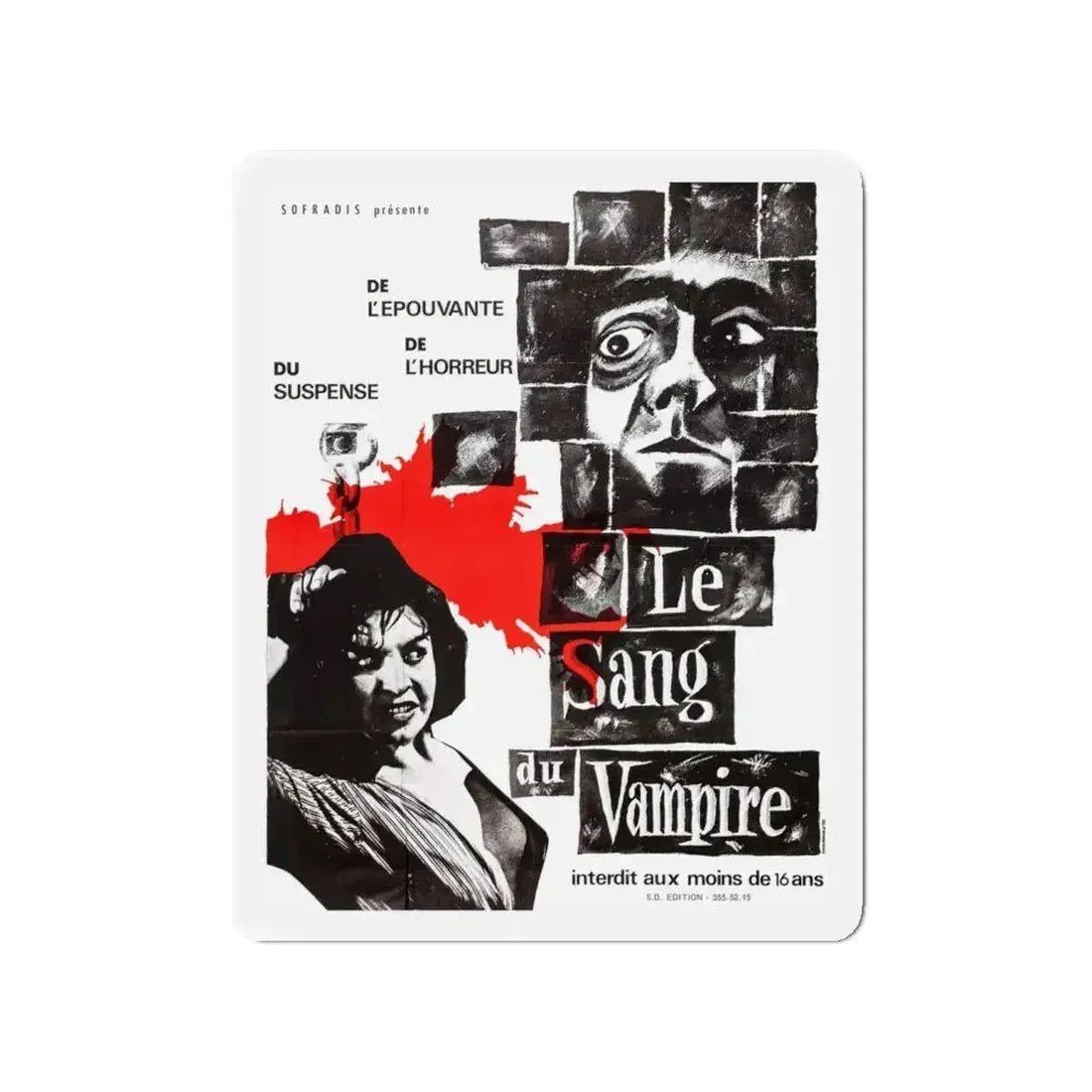 BLOOD OF THE VAMPIRE (FRENCH) 2 1958 Movie Poster - Refrigerator Magnet - The Sticker Space