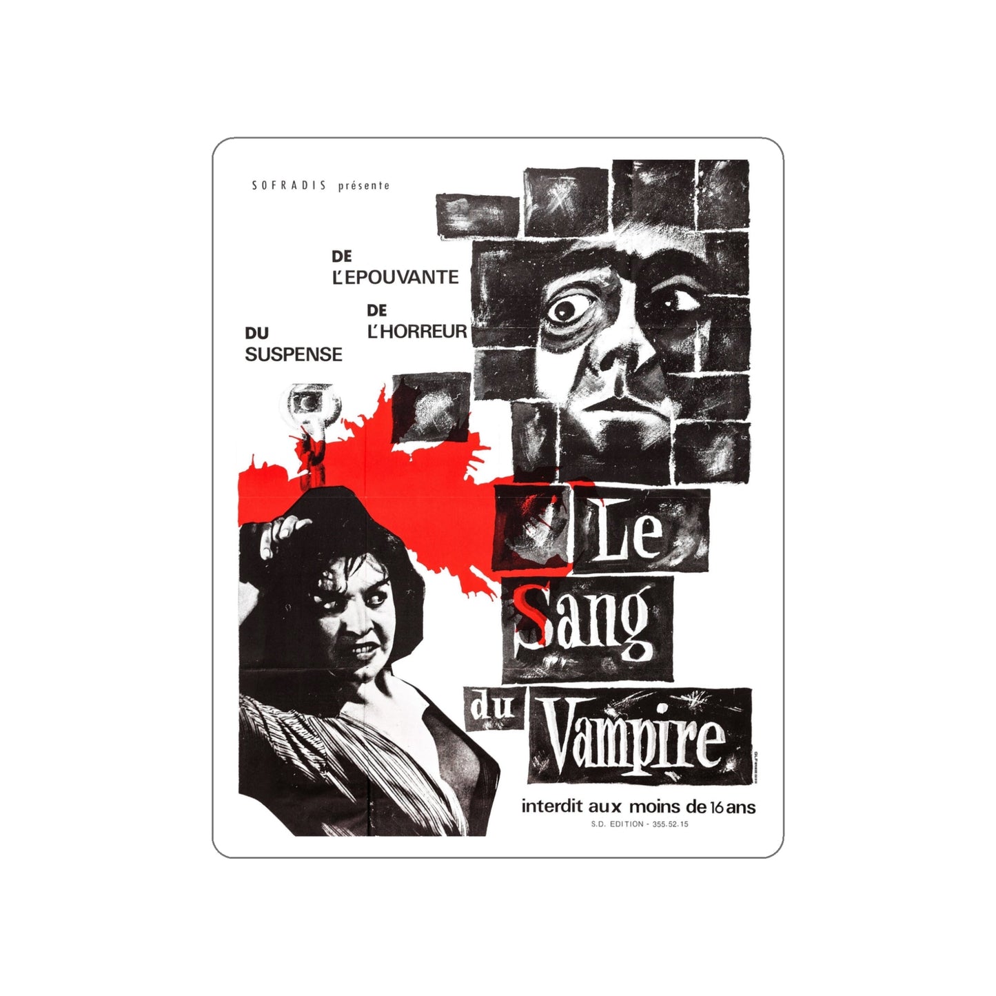 BLOOD OF THE VAMPIRE (FRENCH) 2 1958 Movie Poster STICKER Vinyl Die-Cut Decal-5 Inch-The Sticker Space