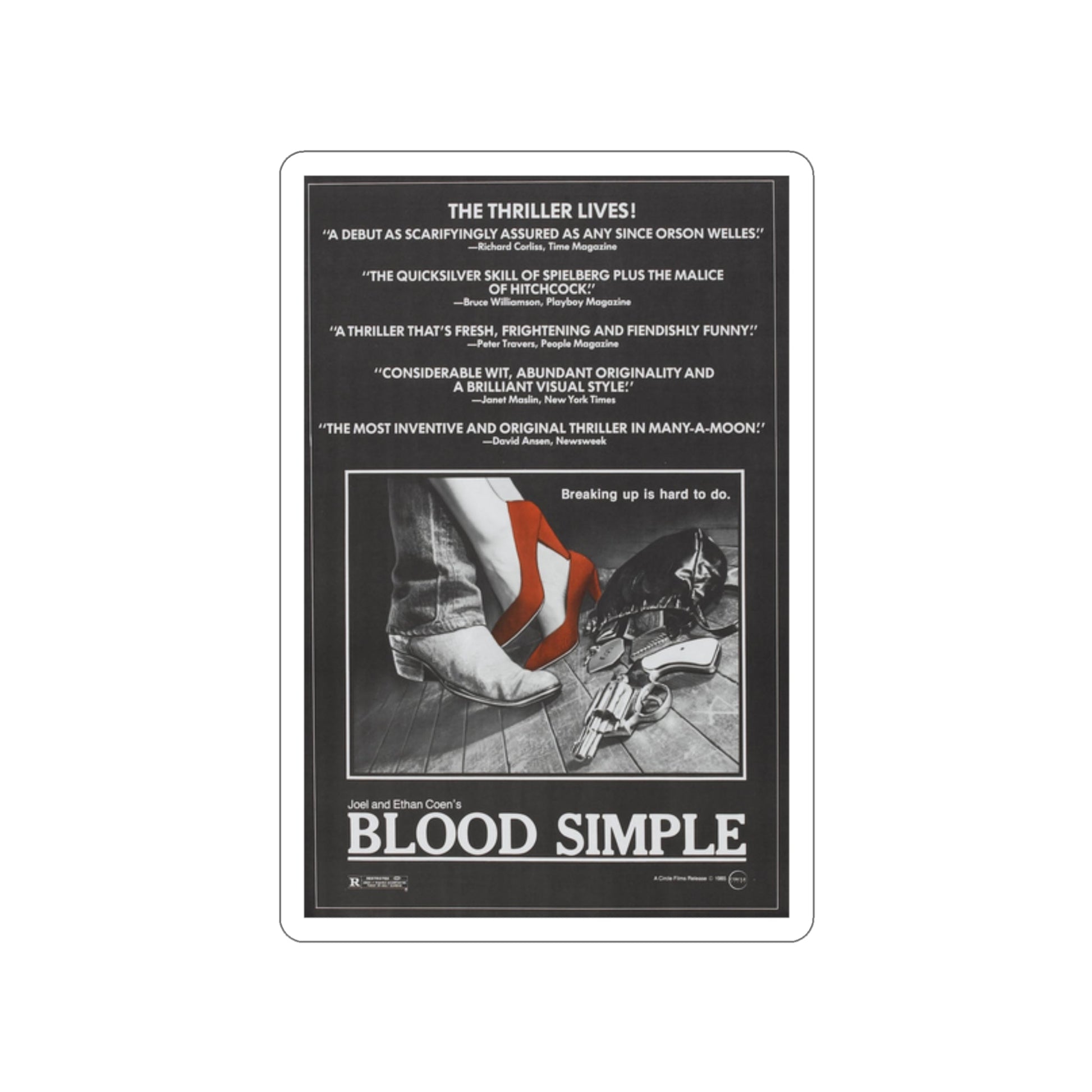 BLOOD SIMPLE (2) 1984 Movie Poster STICKER Vinyl Die-Cut Decal-2 Inch-The Sticker Space