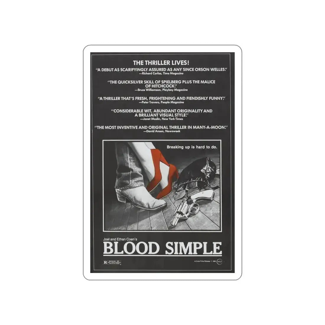 BLOOD SIMPLE (2) 1984 Movie Poster STICKER Vinyl Die-Cut Decal 4 Inch - The Sticker Space