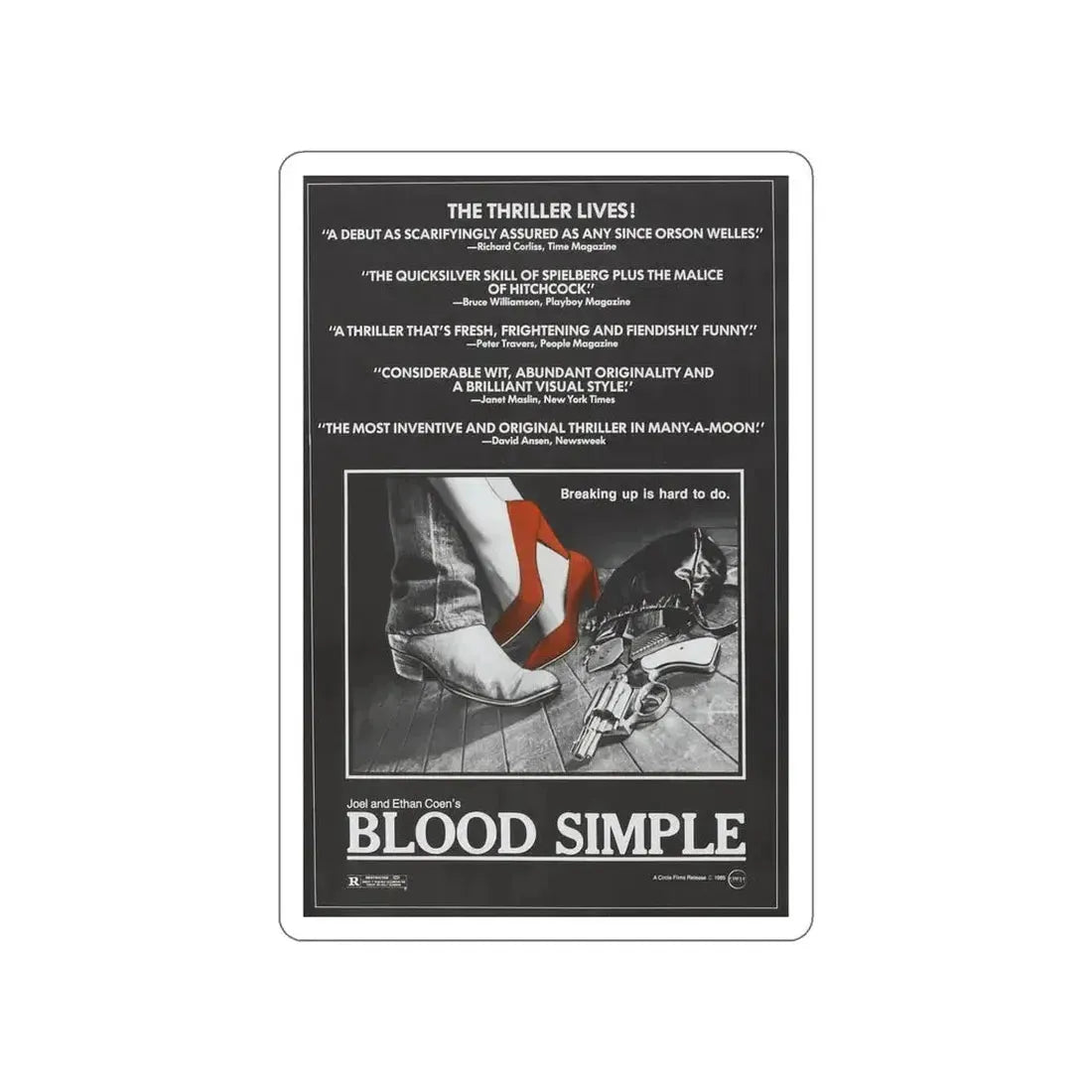 BLOOD SIMPLE (2) 1984 Movie Poster STICKER Vinyl Die-Cut Decal 5 Inch - The Sticker Space