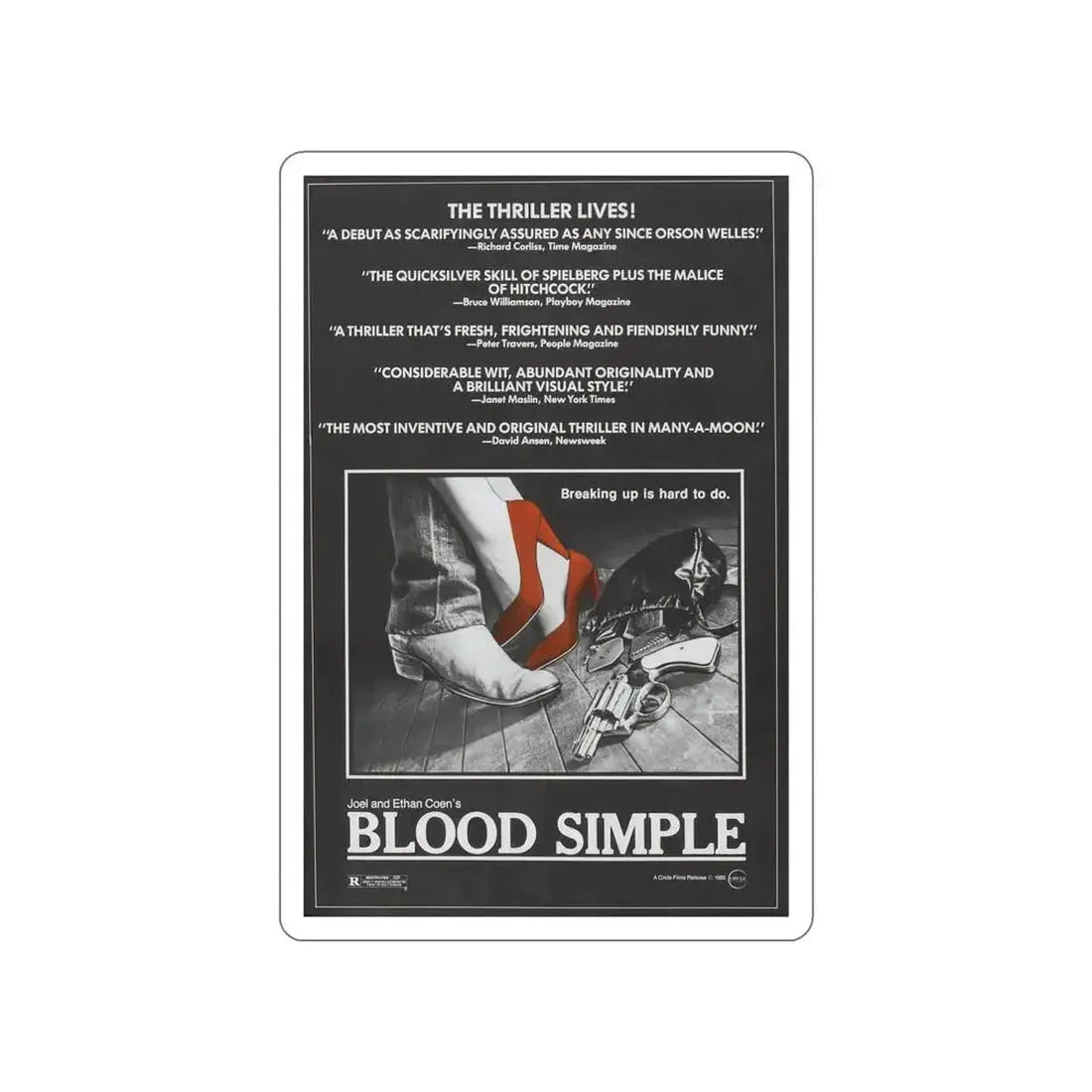 BLOOD SIMPLE (2) 1984 Movie Poster STICKER Vinyl Die-Cut Decal 6 Inch - The Sticker Space