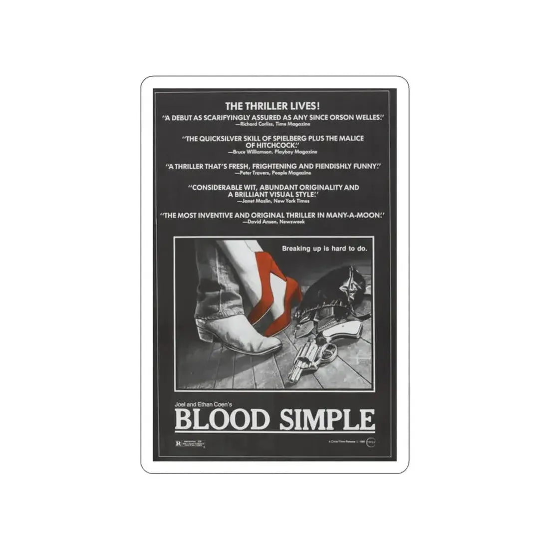 BLOOD SIMPLE (2) 1984 Movie Poster STICKER Vinyl Die-Cut Decal - The Sticker Space