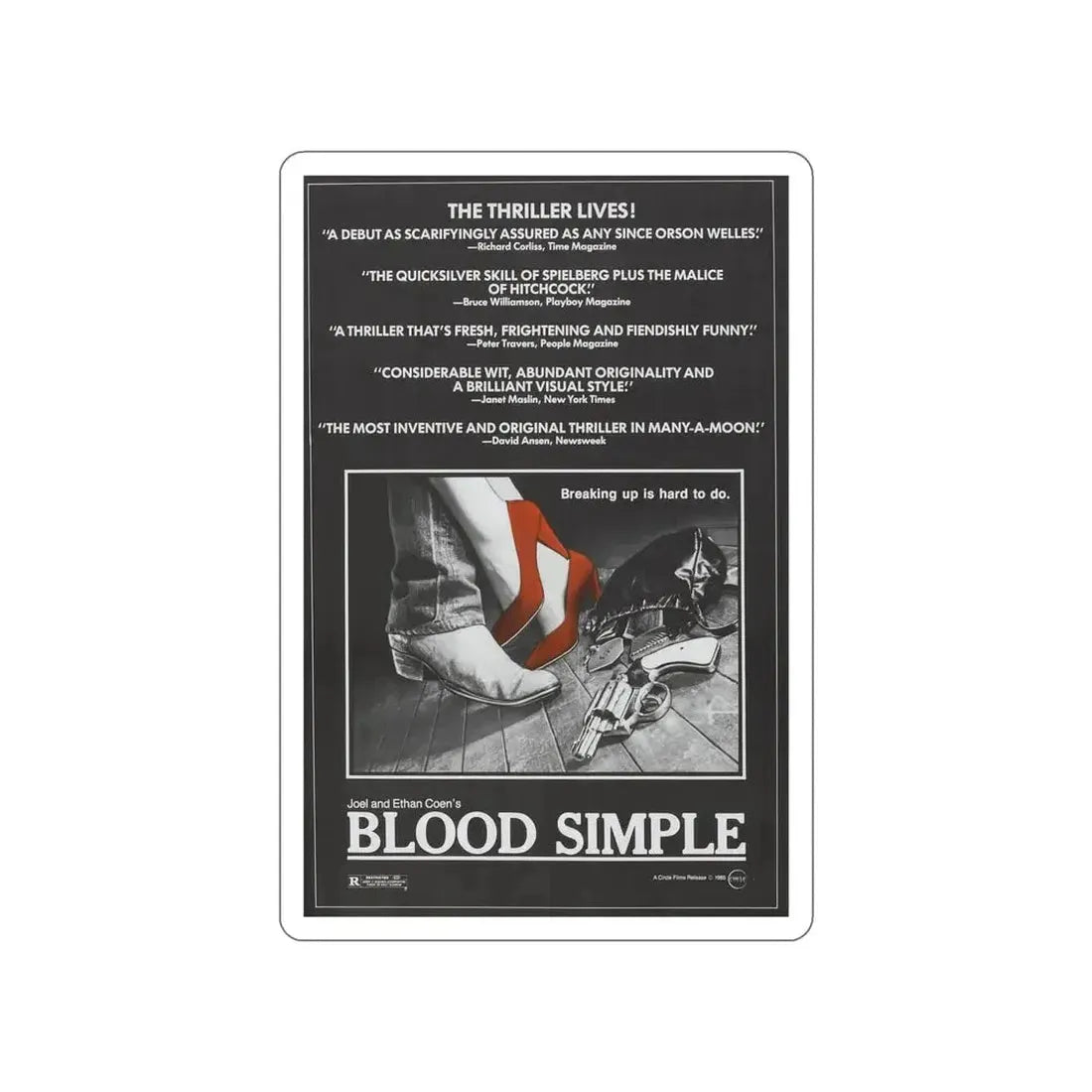 BLOOD SIMPLE (2) 1984 Movie Poster STICKER Vinyl Die-Cut Decal - The Sticker Space