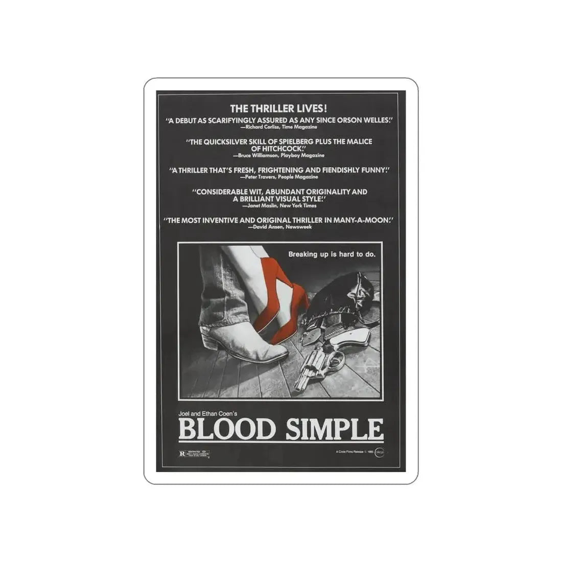 BLOOD SIMPLE (2) 1984 Movie Poster STICKER Vinyl Die-Cut Decal - The Sticker Space