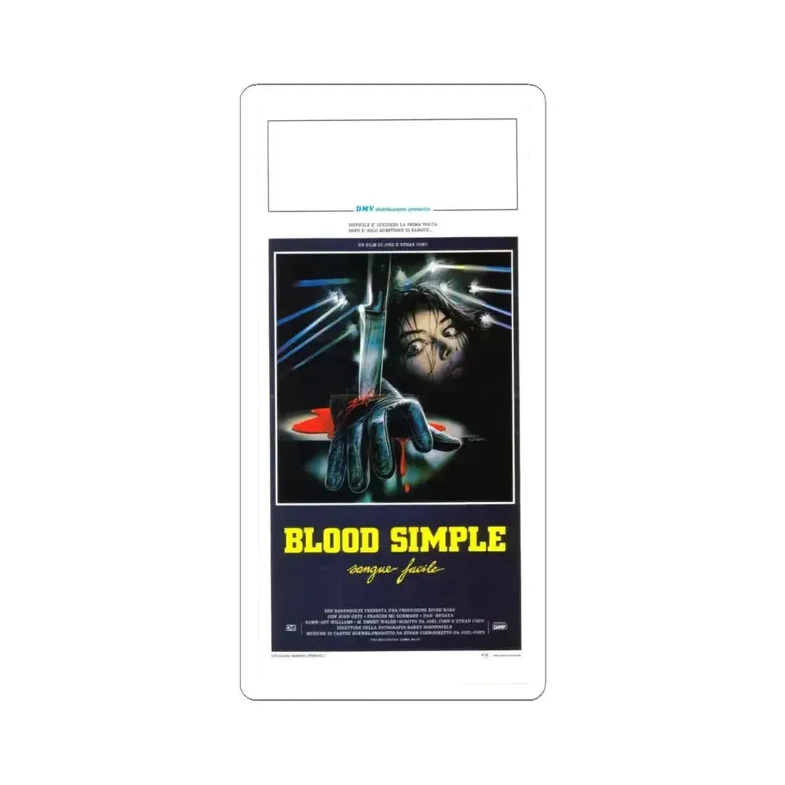 BLOOD SIMPLE (ITALIAN) 1984 Movie Poster - STICKER Vinyl Kiss-Cut Decal 6 Inch White - The Sticker Space