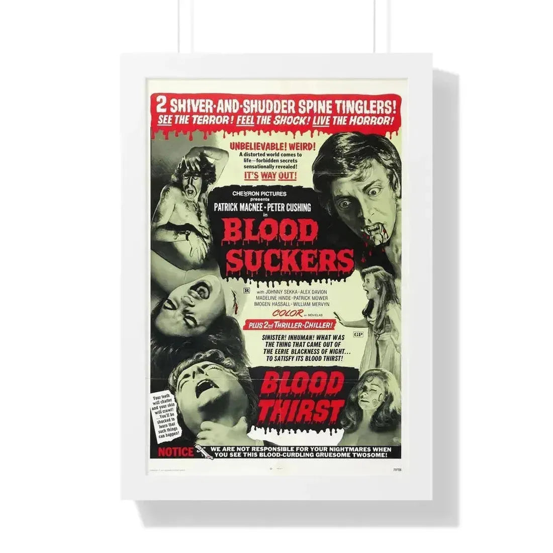 BLOOD SUCKERS & BLOOD THIRST 1971 - Framed Movie Poster 16″ x 24″ White - The Sticker Space