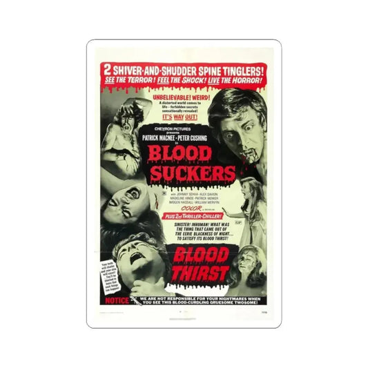 BLOOD SUCKERS & BLOOD THIRST 1971 Movie Poster - STICKER Vinyl Kiss-Cut Decal 2 Inch White - The Sticker Space