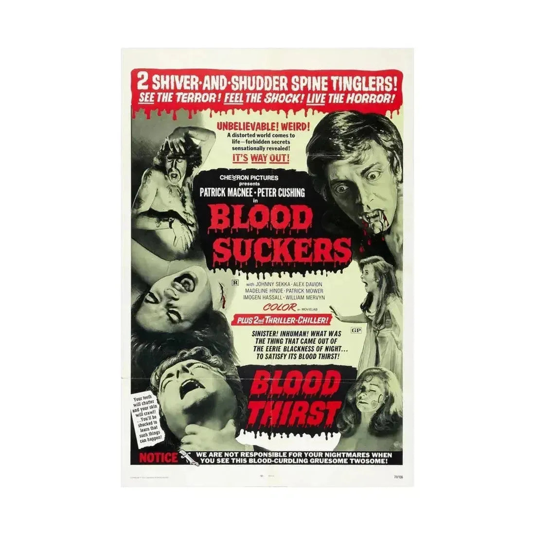 BLOOD SUCKERS & BLOOD THIRST 1971 - Paper Movie Poster - The Sticker Space