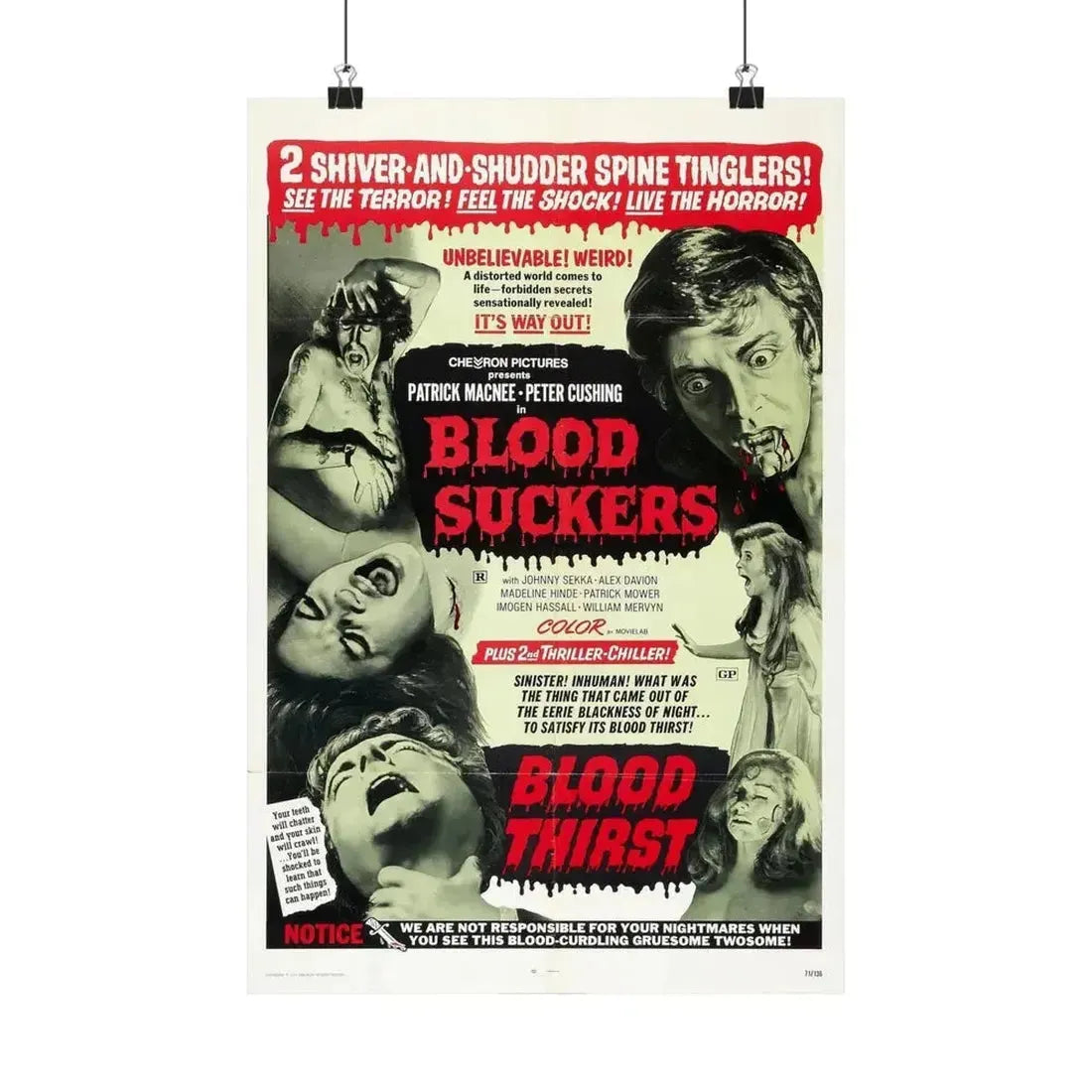 BLOOD SUCKERS & BLOOD THIRST 1971 - Paper Movie Poster - The Sticker Space