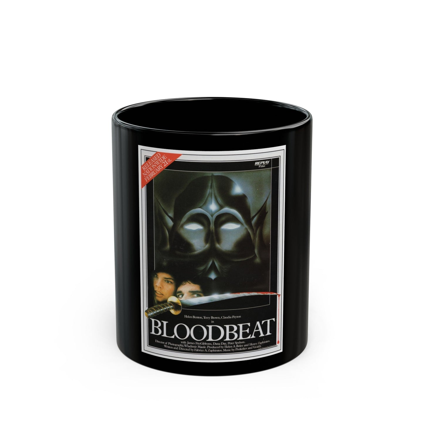 BLOODBEAT 1983 Movie Poster - Black Coffee Mug-11oz-The Sticker Space