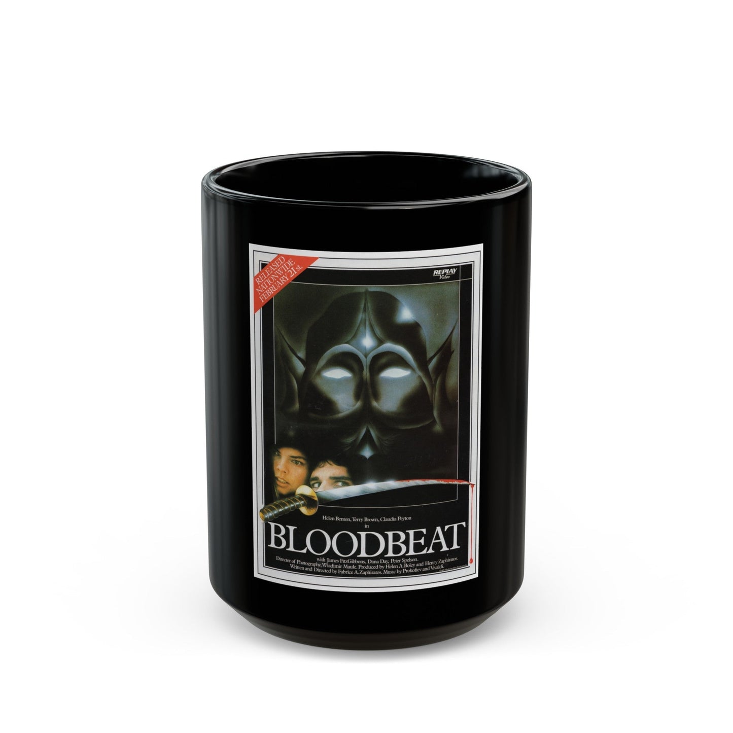 BLOODBEAT 1983 Movie Poster - Black Coffee Mug-15oz-The Sticker Space