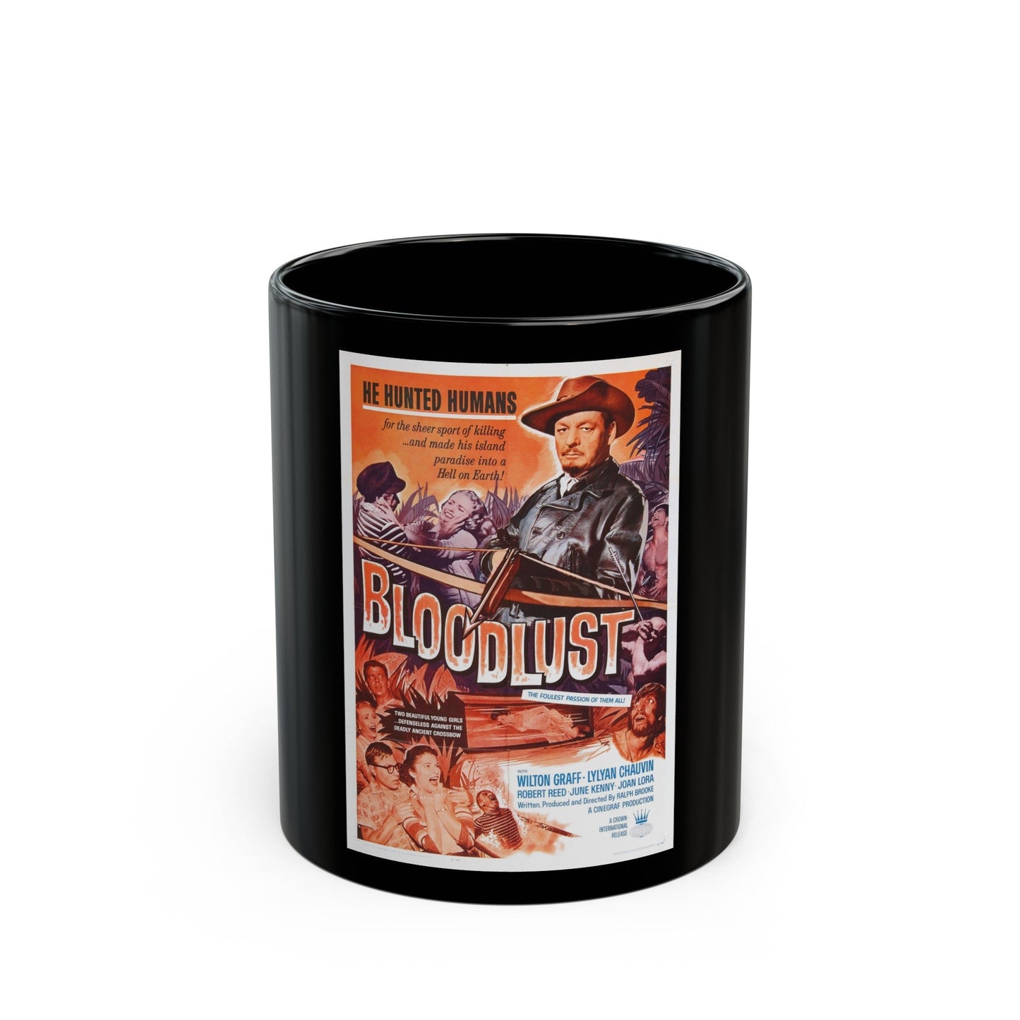 BLOODLUST 1961 Movie Poster - Black Coffee Mug-11oz-The Sticker Space