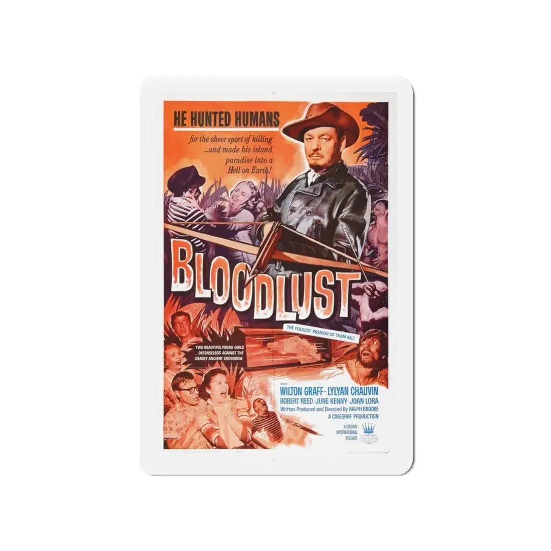 BLOODLUST 1961 Movie Poster - Refrigerator Magnet 4 Inch - The Sticker Space