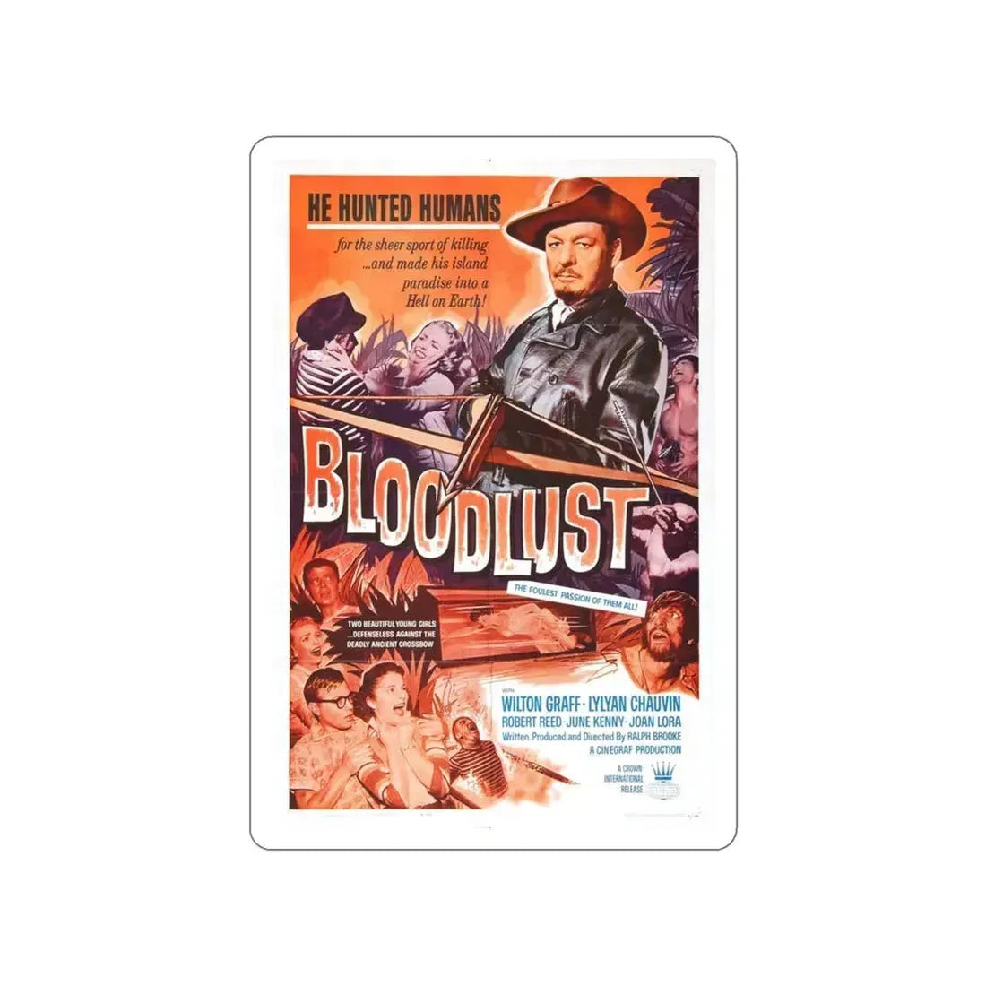 BLOODLUST 1961 Movie Poster STICKER Vinyl Die-Cut Decal 3 Inch - The Sticker Space