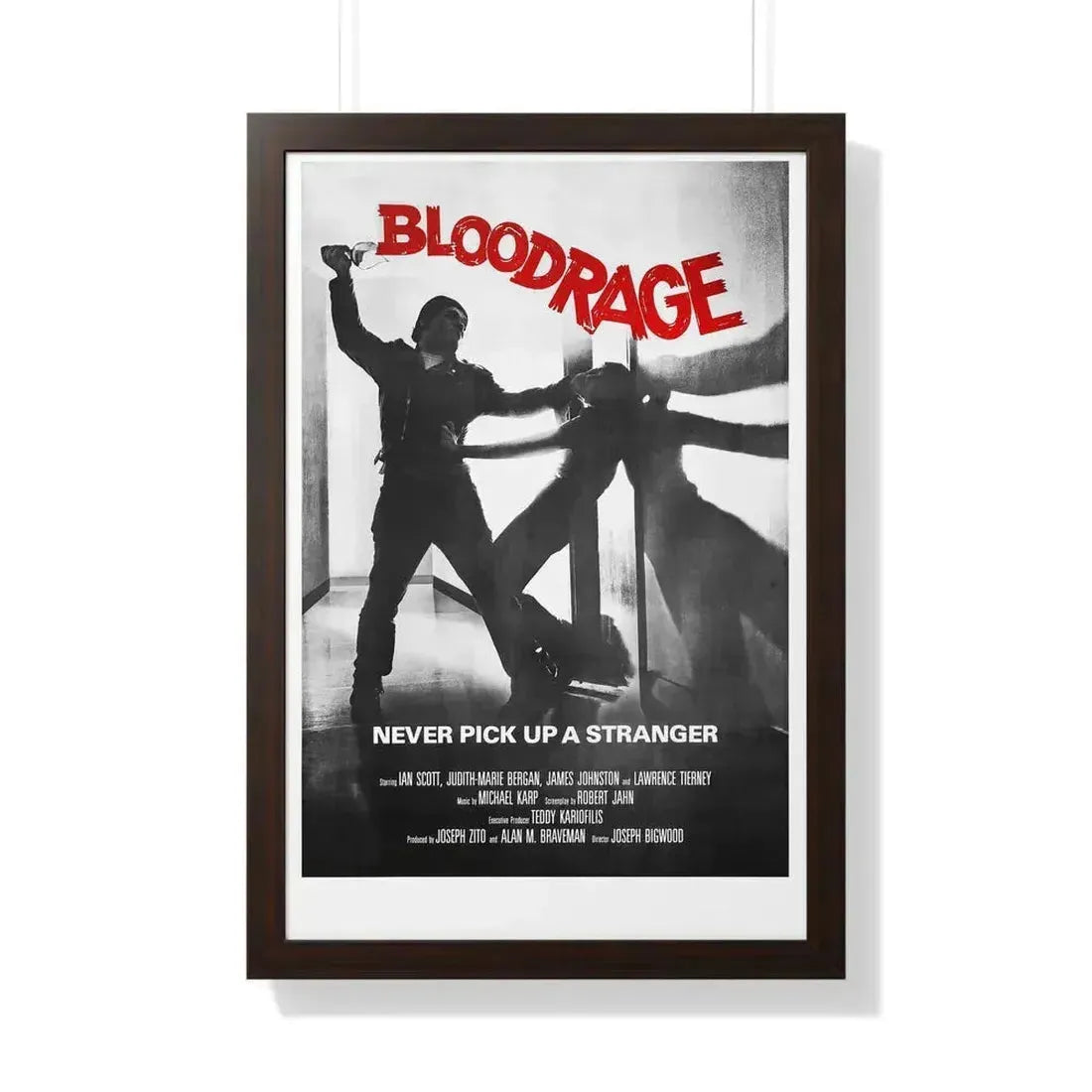 BLOODRAGE 1980 - Framed Movie Poster 20" x 30" Walnut - The Sticker Space