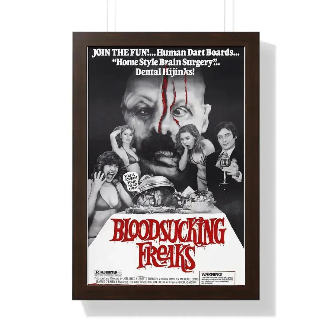 BLOODSUCKING FREAKS 1976 - Framed Movie Poster 16″ x 24″ Walnut - The Sticker Space