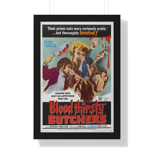 BLOODTHIRSTY BUTCHERS 1970 - Framed Movie Poster 16″ x 24″ Black - The Sticker Space