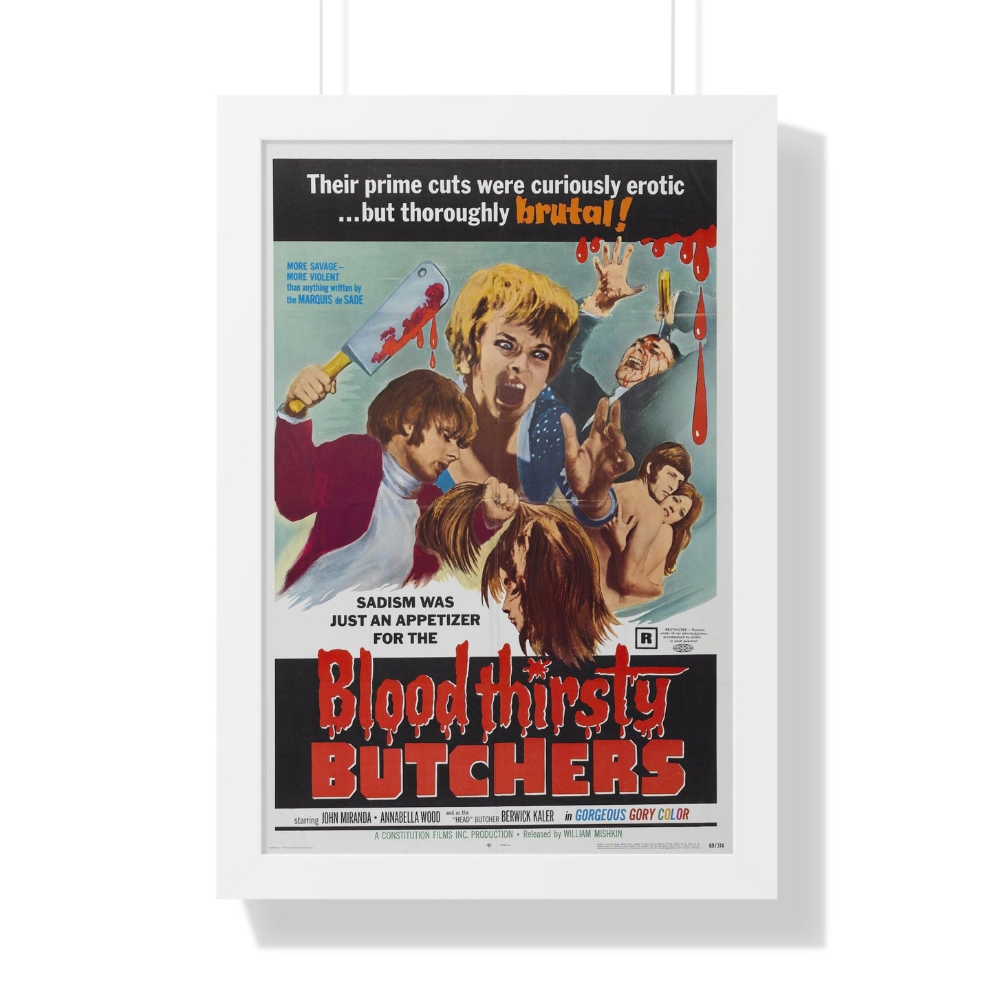 BLOODTHIRSTY BUTCHERS 1970 - Framed Movie Poster-16″ x 24″-The Sticker Space