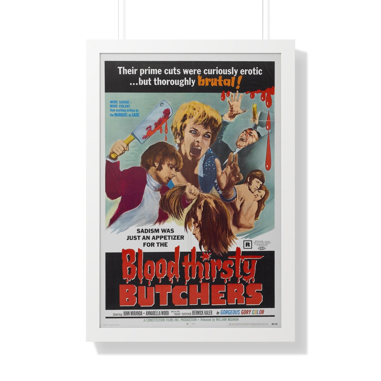 BLOODTHIRSTY BUTCHERS 1970 - Framed Movie Poster-20" x 30"-The Sticker Space