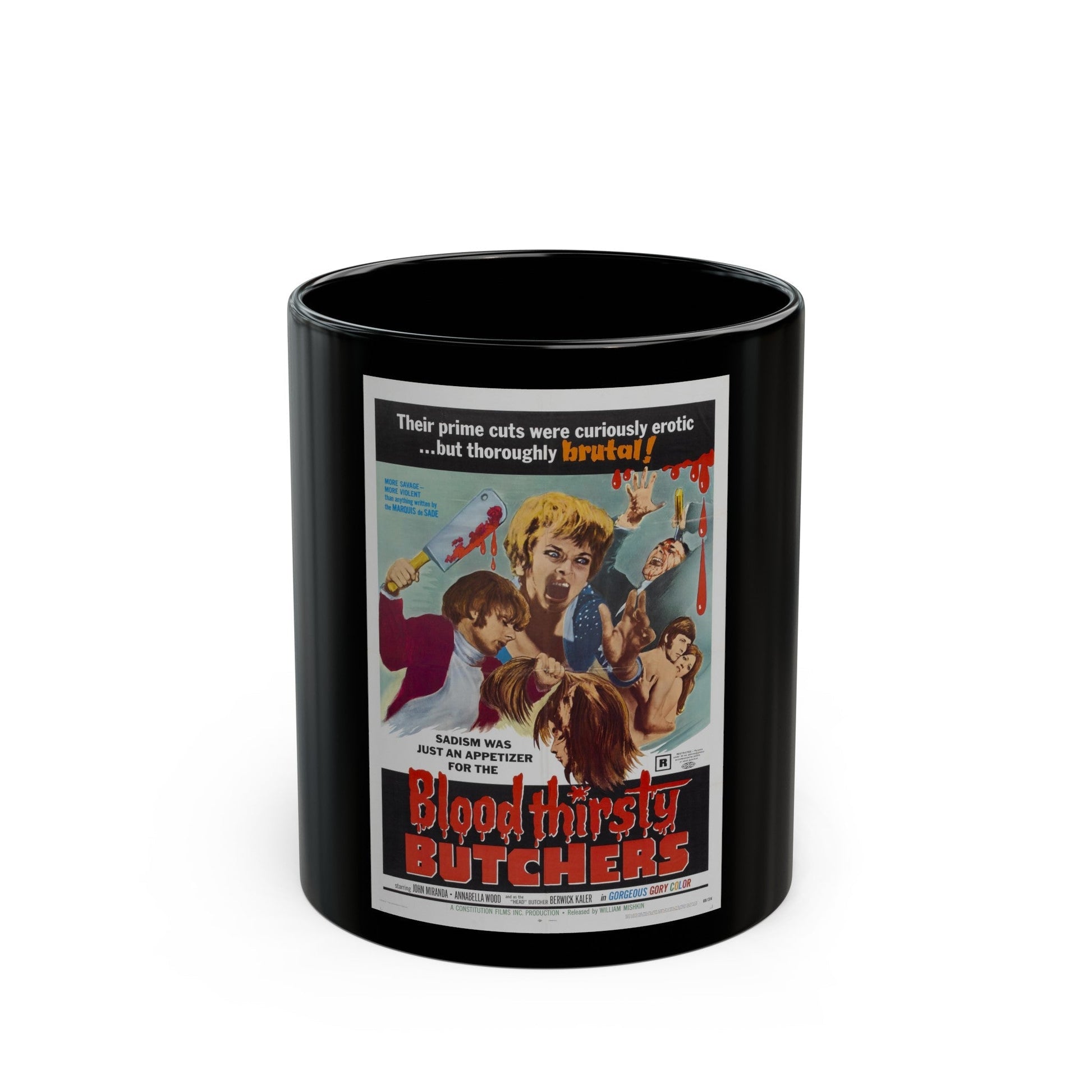 BLOODTHIRSTY BUTCHERS 1970 Movie Poster - Black Coffee Mug-11oz-The Sticker Space