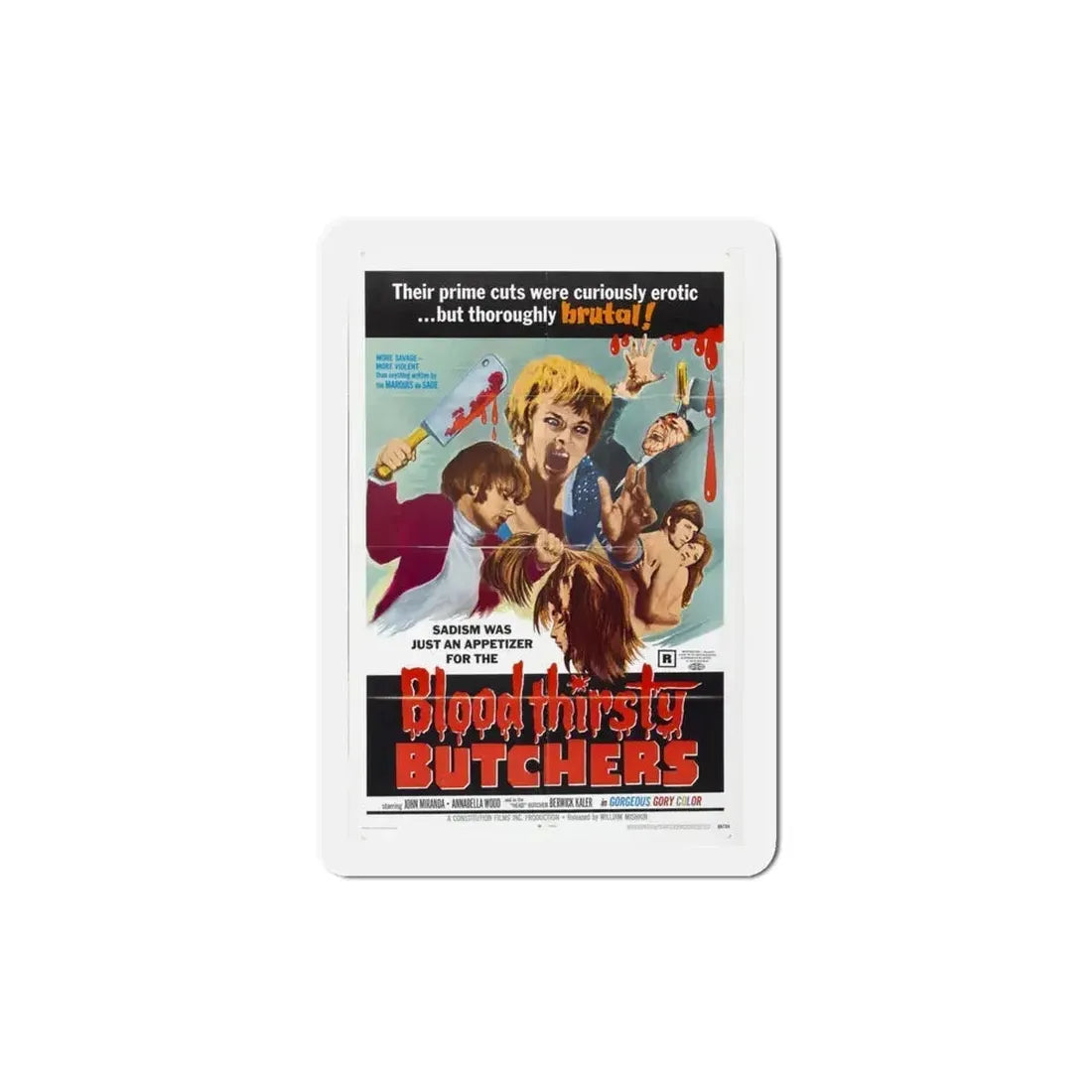 Bloodthirsty Butchers 1970 Movie Poster Refrigerator Magnet 4 Inch - The Sticker Space