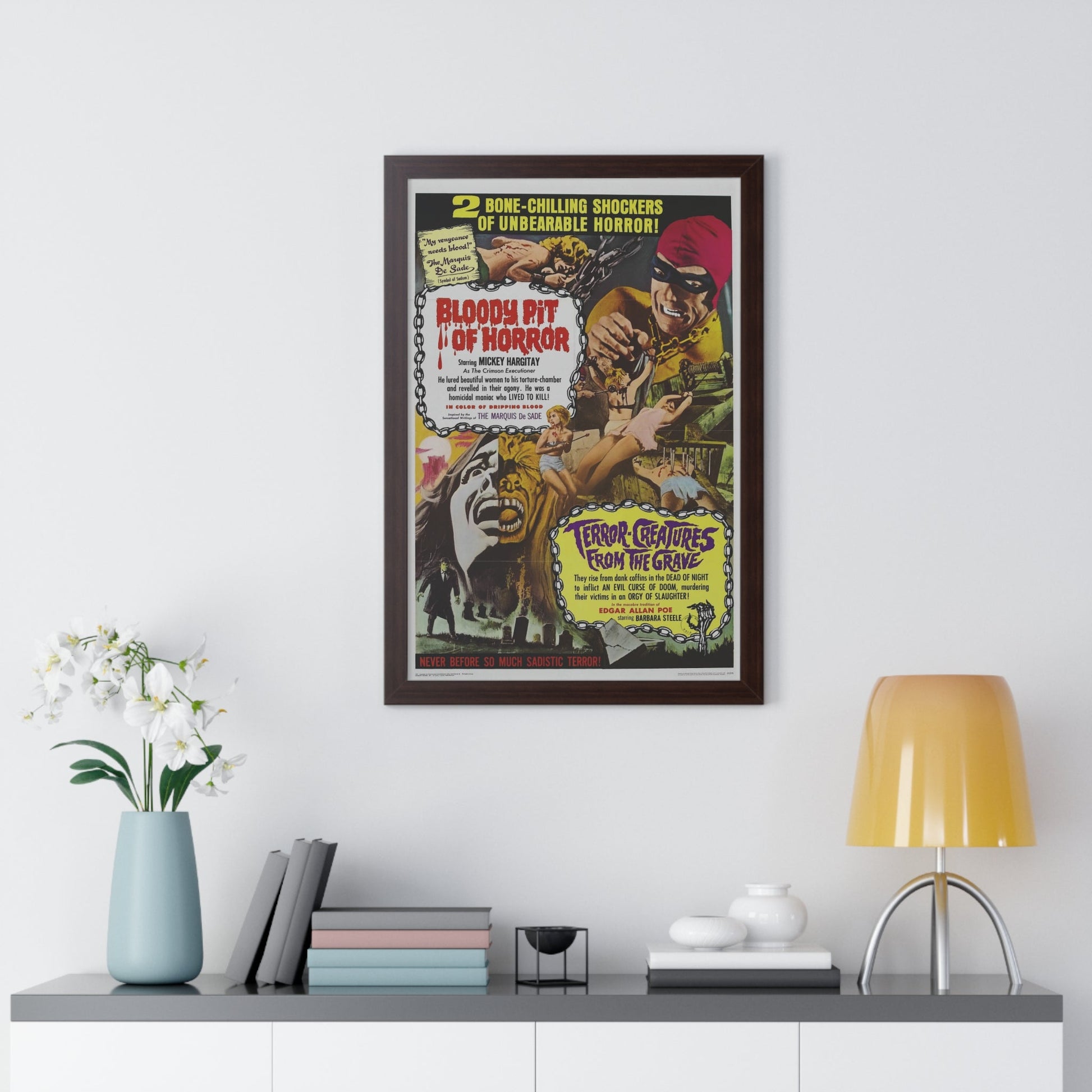 BLOODY PIT OF HORROR +TERROR CREATURES FROM THE GRAVE 1965 - Framed Movie Poster-The Sticker Space