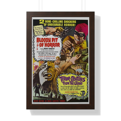 BLOODY PIT OF HORROR +TERROR CREATURES FROM THE GRAVE 1965 - Framed Movie Poster-16″ x 24″-The Sticker Space