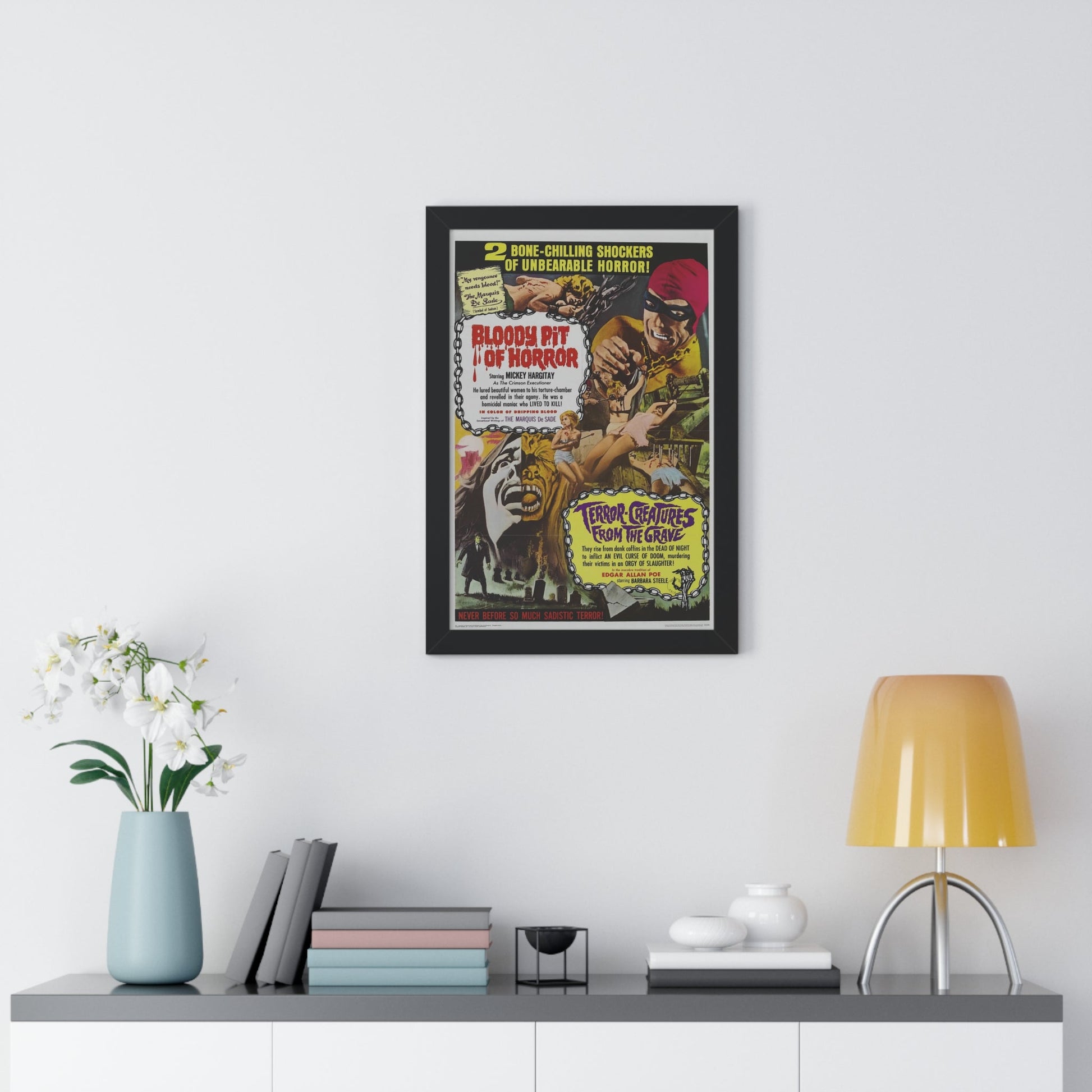 BLOODY PIT OF HORROR +TERROR CREATURES FROM THE GRAVE 1965 - Framed Movie Poster-The Sticker Space