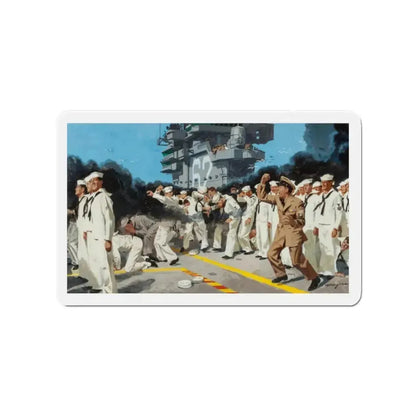 Blowing the Stokehole, story illustration (Magazine Illustration) Refrigerator Magnet 2 Inch Die-Cut - The Sticker Space