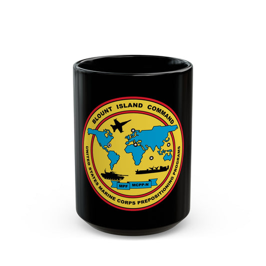 Blowout Island Command United States Marine Corps Prepositioning Programs (USMC) Black Coffee Mug-15oz-The Sticker Space