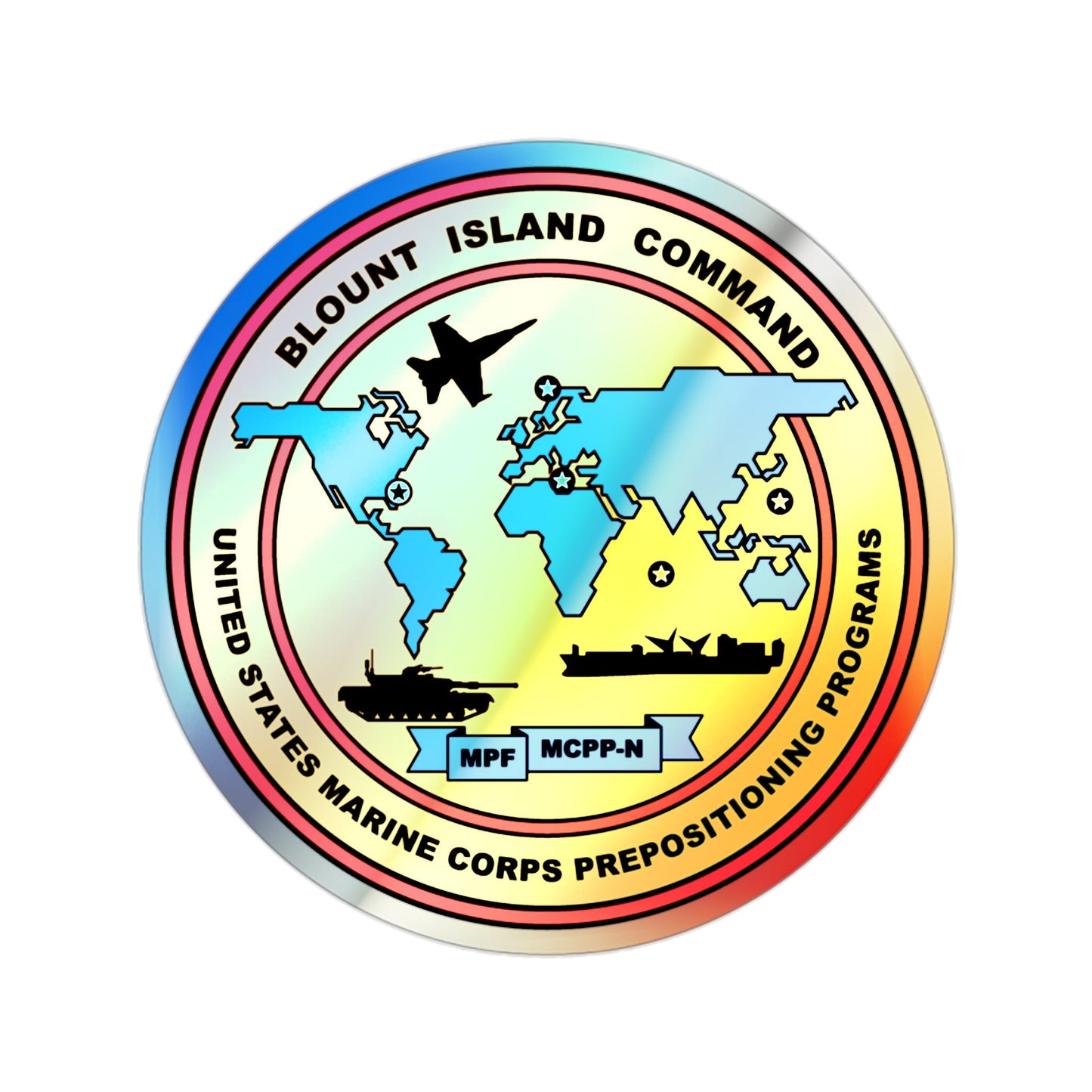 Blowout Island Command United States Marine Corps Prepositioning Programs (USMC) Holographic STICKER Die-Cut Vinyl Decal-2 Inch-The Sticker Space