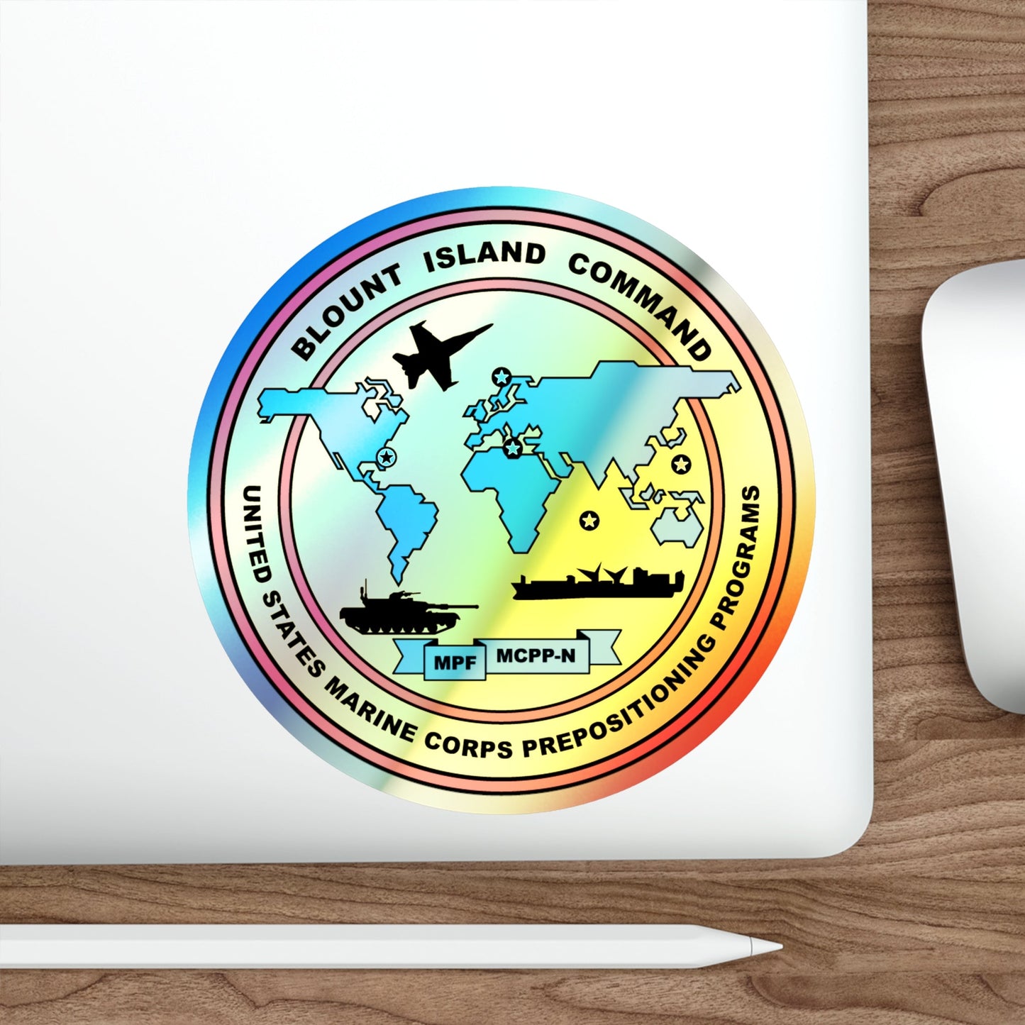 Blowout Island Command United States Marine Corps Prepositioning Programs (USMC) Holographic STICKER Die-Cut Vinyl Decal-The Sticker Space